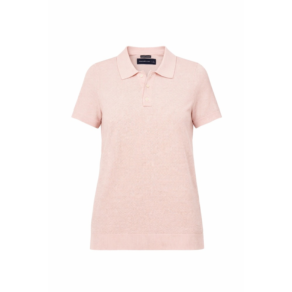 Abercrombie Fitch Featherweight Pink Knit Polo Size S‎ Textured Short Sleeve